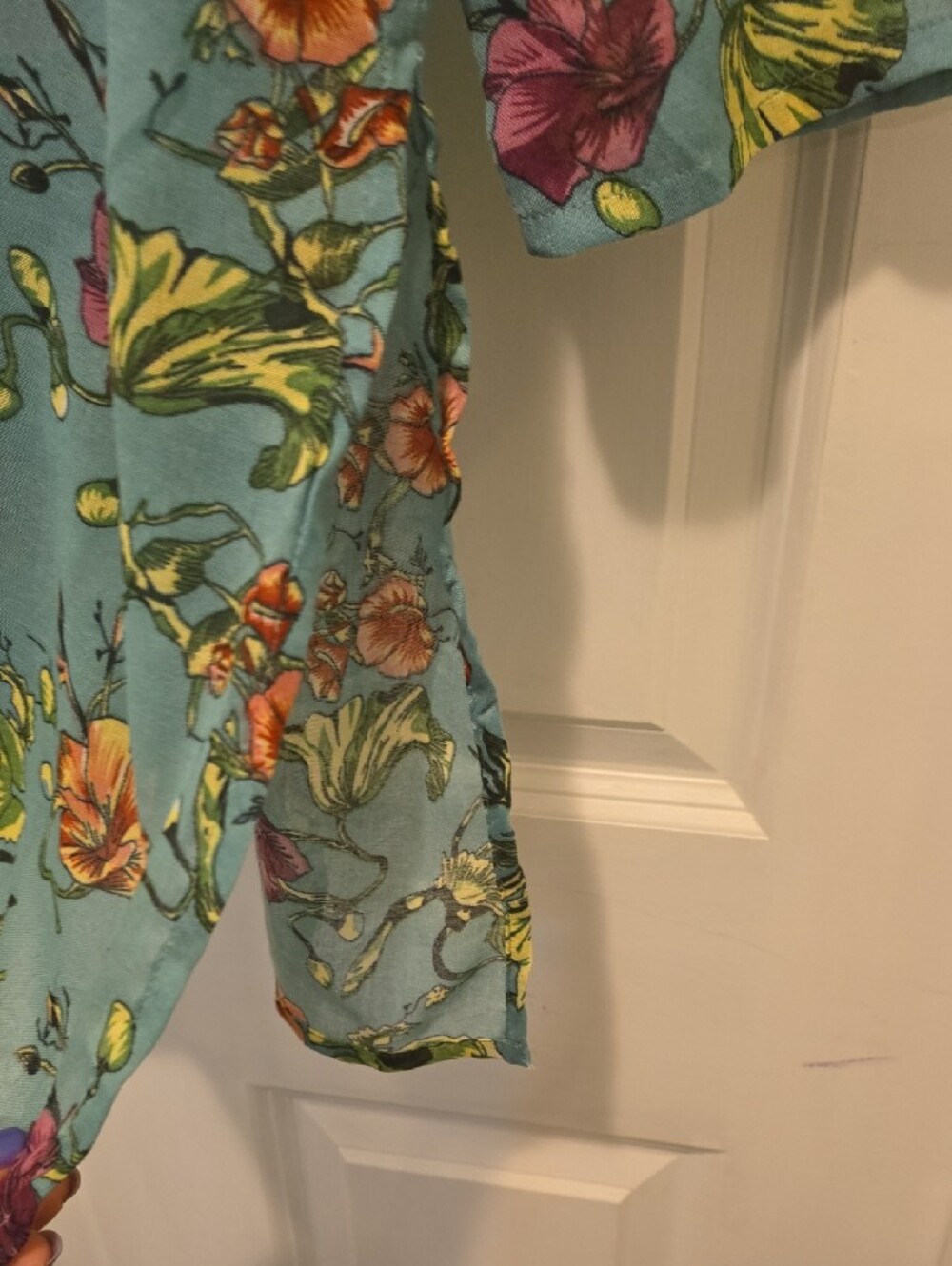 Raj Teal Floral V-Neck Tunic - Picture 3 of 5
